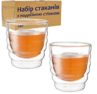 202-7 Набір склянок 2шт з подвійною стінкою 200мл - фото