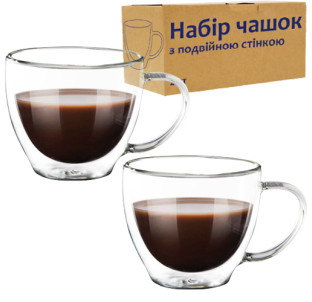 202-8 Набір чашок 2шт з подвійною стінкою 220мл - фото