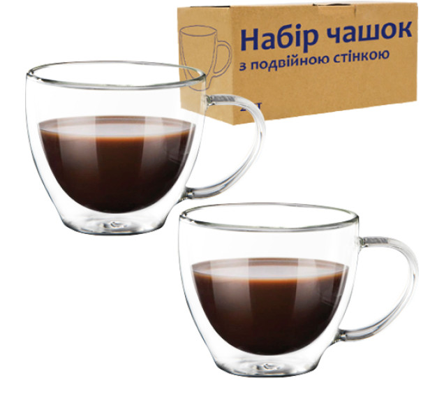 202-9 Набір чашок 2шт з подвійною стінкою 270мл - фото