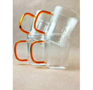 203-4 Набір чашок скляних Смужки 250 мл (4шт) - фото