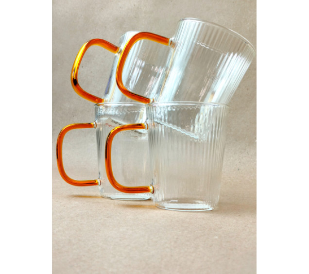 203-4 Набір чашок скляних Смужки 250 мл (4шт) - фото