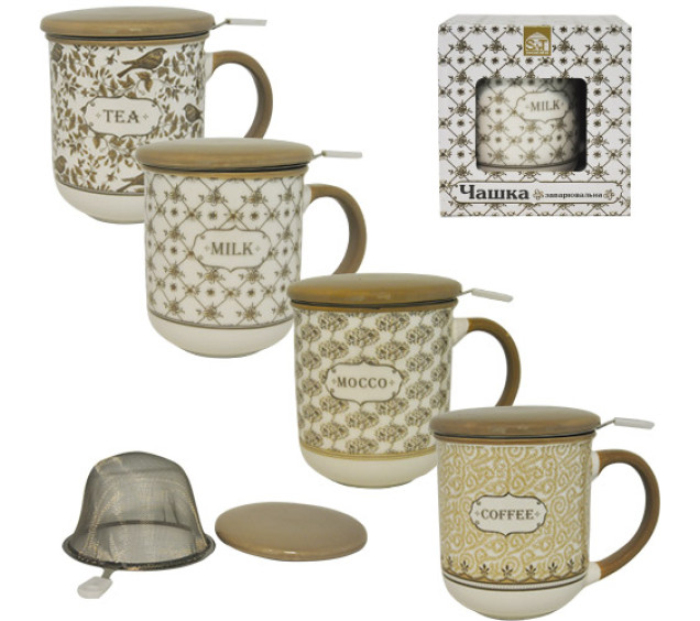 20611 Чашка заварювальна у подар.упак.400мл Дамаск - фото