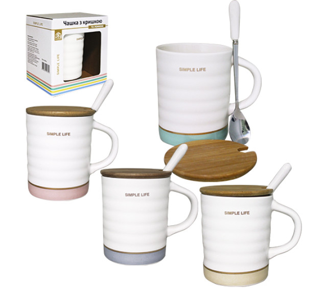 20614 Чашка з кришкою та ложкою 380мл Simple life - фото