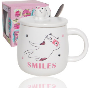 20618 Чашка з кришкою та ложкою 350мл CatCam - фото
