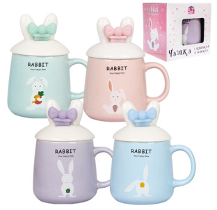 20622 Чашка з кришкою та ложкою 360мл "Зайка" - фото