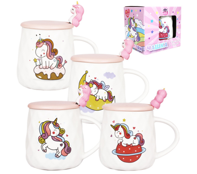 20623 Чашка з кришкою та ложкою 400мл "Baby Unicorn" - фото