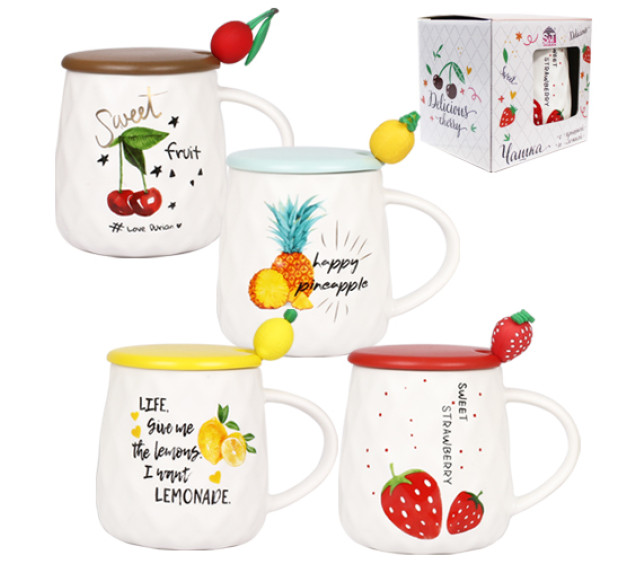 20624 Чашка з кришкою та ложкою 400мл "Фрутті" - фото