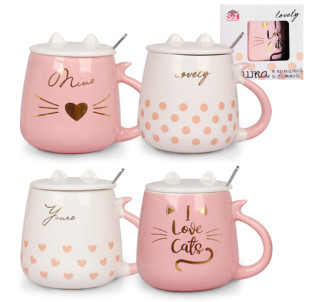 20625 Чашка з кришкою та ложкою 460мл "Cat's style" - фото