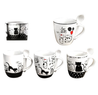 2063-04 Чашка з ложкою Коти 400мл - фото