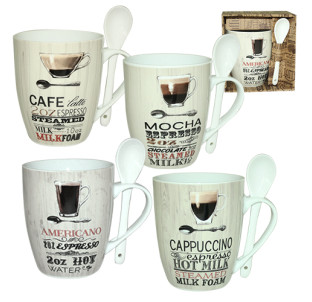 2063-12 Чашка з ложкою Кава шоп 360мл - фото