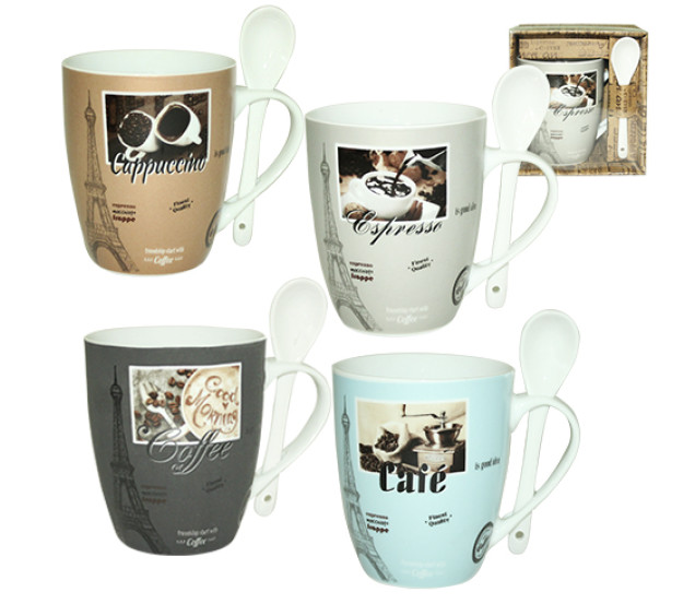 2063-13 Чашка з ложкою Кава 360мл - фото