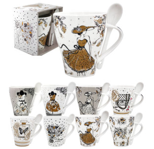 2063-16 Чашка з ложкою Кокетка 340мл - фото