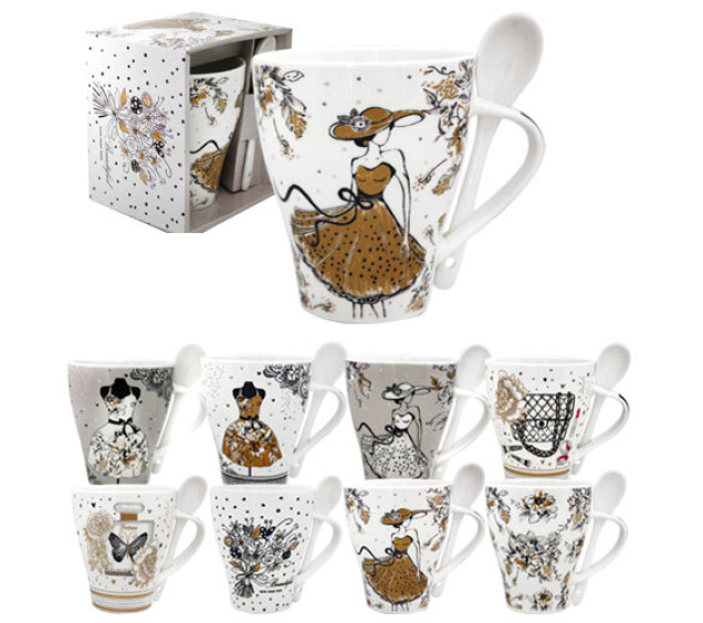 2063-16 Чашка з ложкою Кокетка 340мл - фото