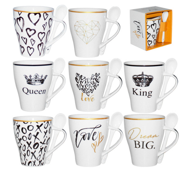 2063-18 Чашка з ложкою Символ кохання 340мл - фото