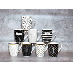 2091-17 Чашка Чорно-білий мікс 340мл - фото