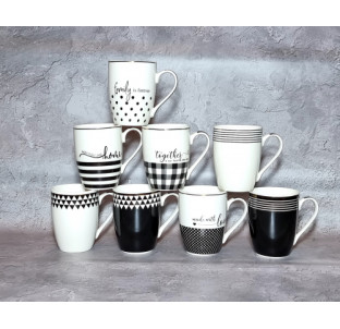 2091-20 Чашка Чорно-білий мікс 340мл - фото
