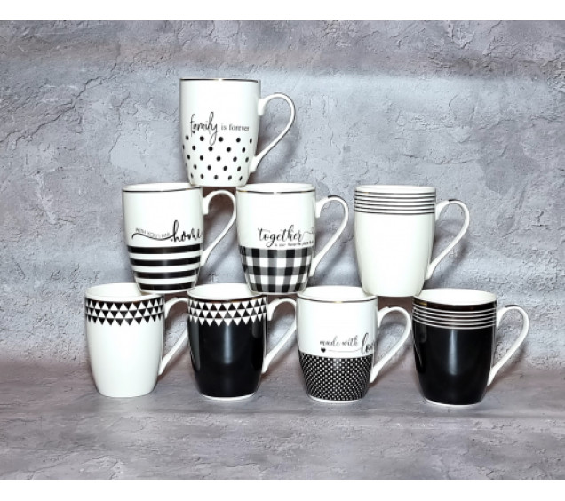 2091-20 Чашка Чорно-білий мікс 340мл - фото