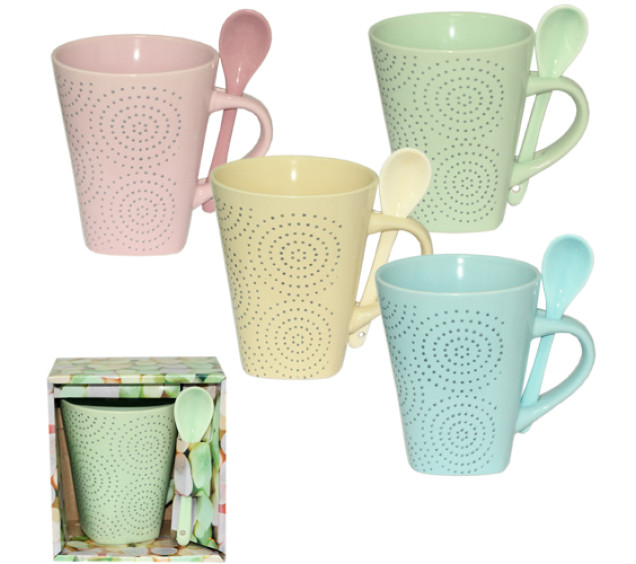 2167-12 Чашка з ложкою Зефір 360мл - фото