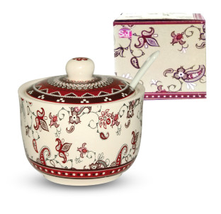 2242-15 Цукорниця з ложкою 450мл "Орнамент" (d-11см, h-7,5см) - фото