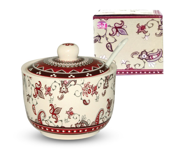 2242-15 Цукорниця з ложкою 450мл "Орнамент" (d-11см, h-7,5см) - фото