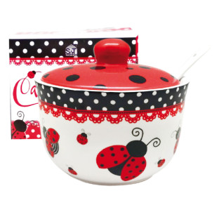 2242-17 Цукорниця з ложкою 450мл "Божа корівка" (d-11см, h-7,5см) - фото