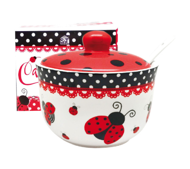 2242-17 Цукорниця з ложкою 450мл "Божа корівка" (d-11см, h-7,5см) - фото