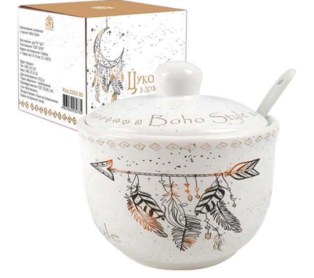 2242-20 Цукорниця з ложкою 450 мл "Boho style" - фото