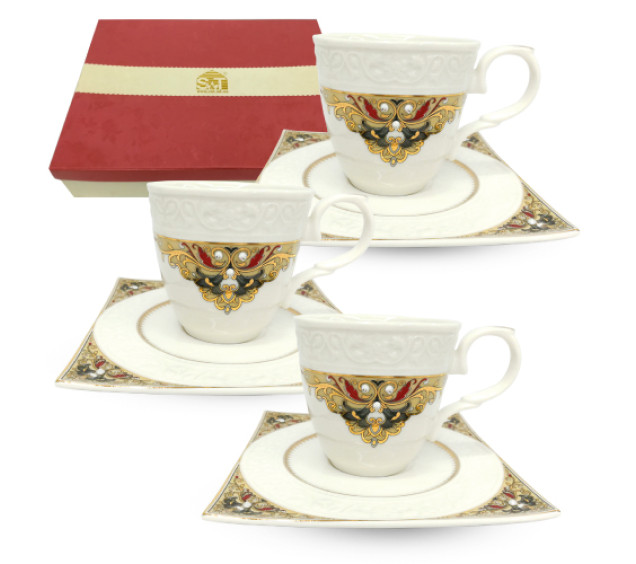 2323-2 Набір кавовий 12пр. Амелі (чашка-80мл, блюдце-12см) - фото