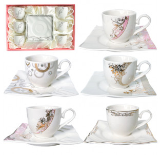 2323 Набір кавовий 12пр. Кристали (чашка-90мл, блюдце-12см) - фото