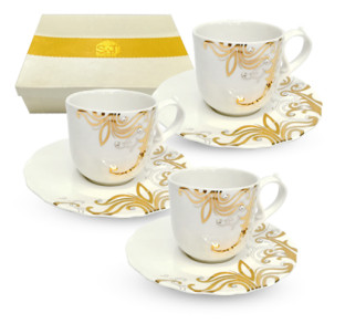 2323-4 Набір кавовий 12пр. Жаклін (чашка-100мл, блюдце-12см) - фото