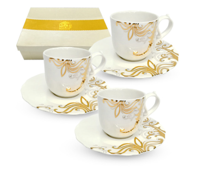 2323-4 Набір кавовий 12пр. Жаклін (чашка-100мл, блюдце-12см) - фото