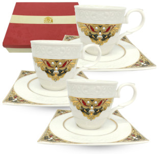 2325-2 Набір чайний 12пр. Амелі (чашка-220мл, блюдце-14см) - фото