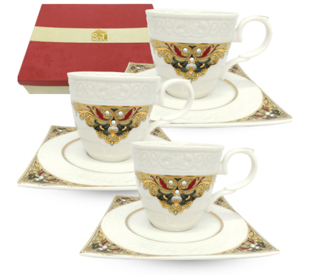 2325-2 Набір чайний 12пр. Амелі (чашка-220мл, блюдце-14см) - фото