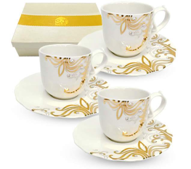 2325-4 Набір чайний 12пр. Жаклін (чашка-220мл, блюдце-15,5см) - фото