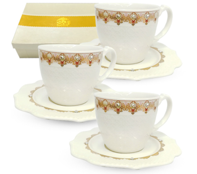 2325-5 Набір чайний 12пр. Анжеліка (чашка-220мл, блюдце-14,5см) - фото