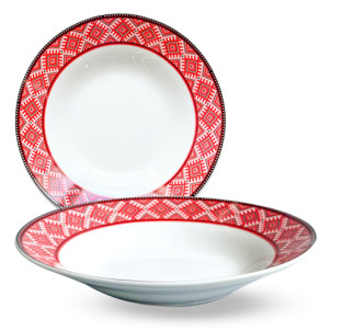 30003-005 Тарілка суп 8' Вишиванка червоний ромб - фото