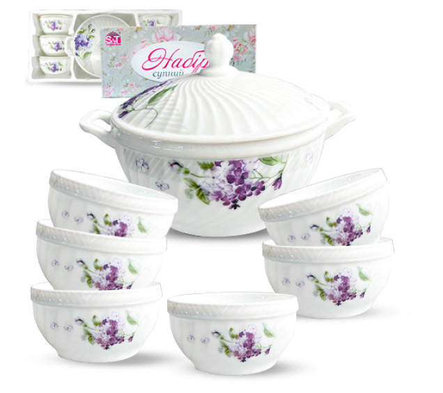 30050-202052 Набір супний 7пр "Гортензія" (2,5л; 740мл) - фото