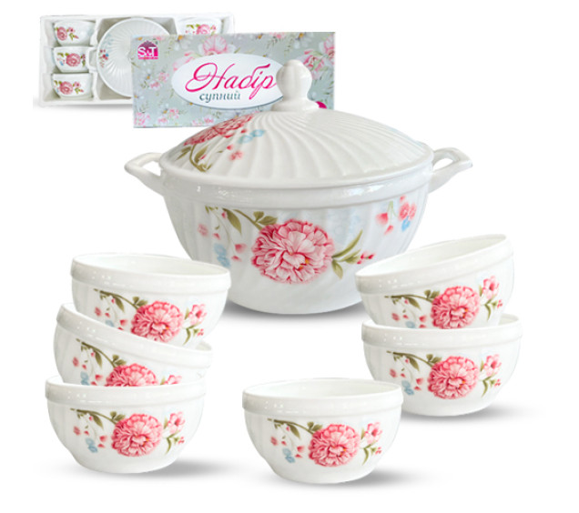 30050-230304 Набір супний 7пр "Вальс квітів" (2,5л; 740мл) - фото