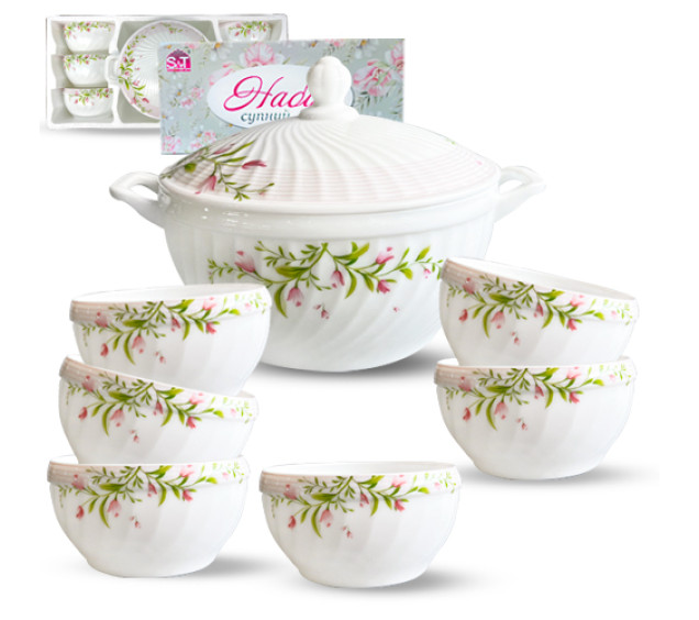 30050-230306 Набір супний 7пр "Тюльпани" (2,5л; 740мл) - фото