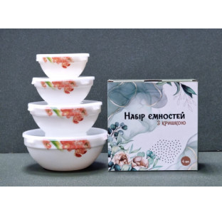 30054-1307 Набір ємностей  з кришкою 4 шт (7'-1л,6'- 600мл,5'-320мл, 4,2'-260мл') "Орхідея Ванда" - фото