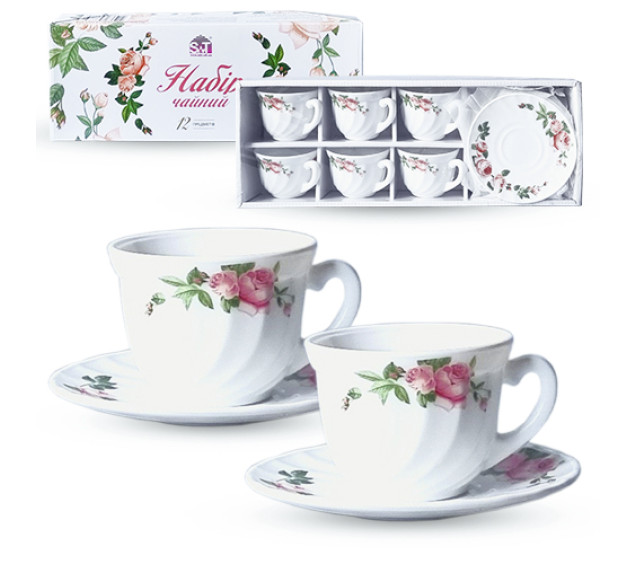 30055-15019 Набір чайний 12пр "Рожевий бутон"  (190мл) - фото