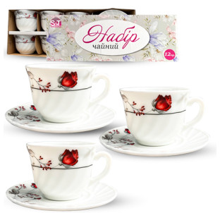 30055-202303 Набір чайний 12пр "Червона троянда" (190мл) - фото