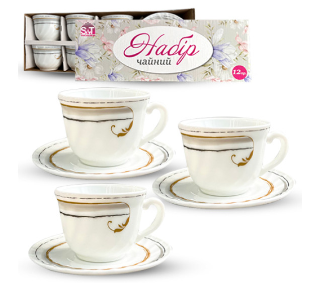 30055-230305 Набір чайний 12пр "Gold" (190мл) - фото