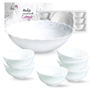 30056-130313 Набір салатників 7шт (1 шт-8 ' - 800мл, 6 шт-4,5' - 260 "Глазур" - фото