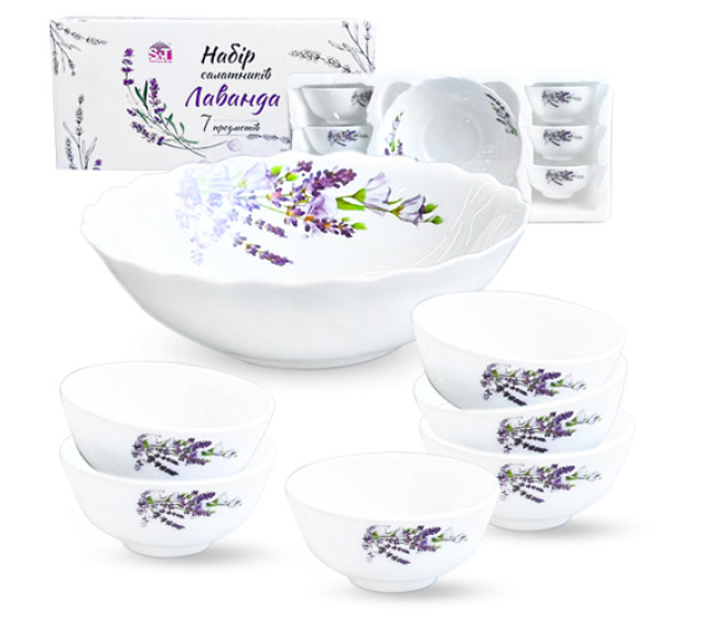 30056-15030 Набір салатників 7шт (1шт-8', 6шт-4,5')  "Лаванда" - фото
