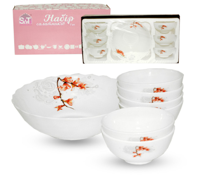 30056-16003 Набір салатників 7шт(1шт-8', 6шт- 4,5') Айва оранж - фото