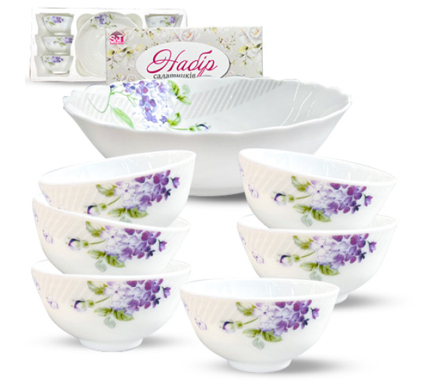 30056-202052 Набір салатників 7шт (1шт-8', 6шт-4,5') "Гортензія" - фото