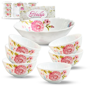 30056-230304 Набір салатників 7шт (1шт-8', 6шт-4,5') "Вальс квітів" - фото