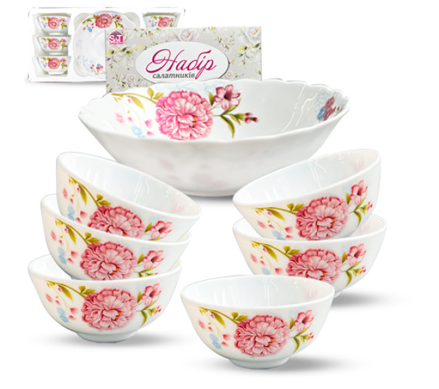 30056-230304 Набір салатників 7шт (1шт-8', 6шт-4,5') "Вальс квітів" - фото