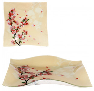 307 Тарілка квадр 10"-25см (Квітуча вишня) - фото